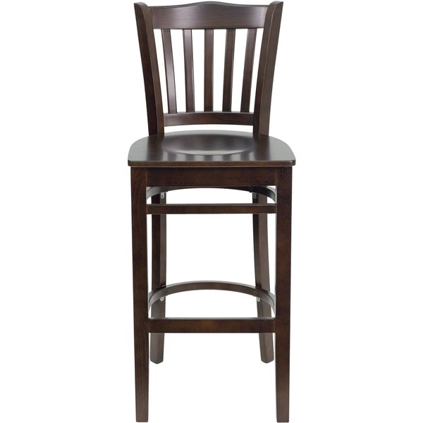 Wood Barstool, Walnut, Vertical Slat Back
