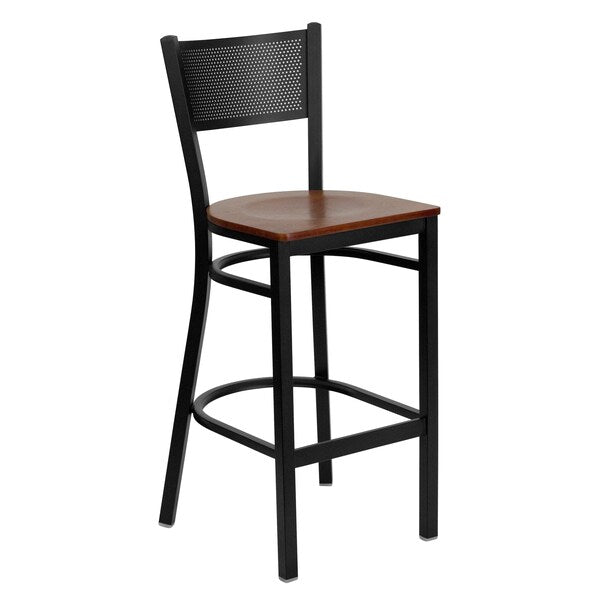 Restaurant Stool, Grid Back, Cherry Seat