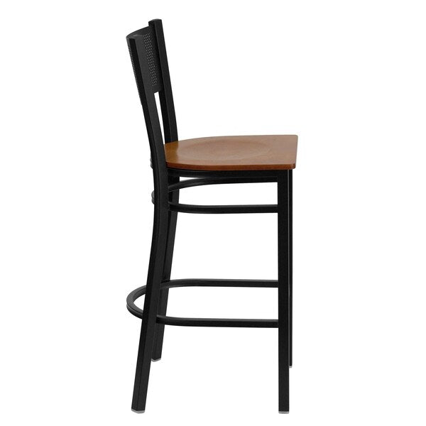 Restaurant Stool, Grid Back, Cherry Seat