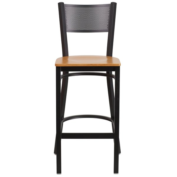 Restaurant Stool, Grid Back, Natural Seat