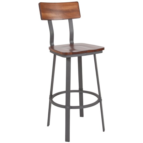 Flint Walnut/Gray Metal Barstool