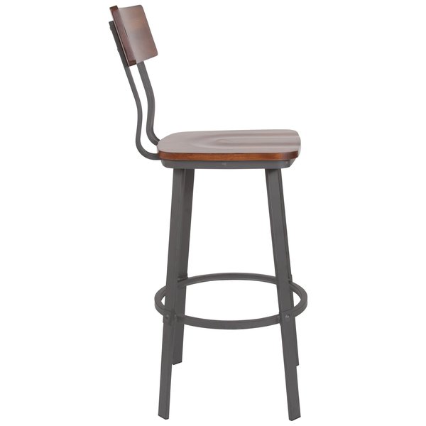 Flint Walnut/Gray Metal Barstool