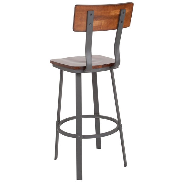Flint Walnut/Gray Metal Barstool