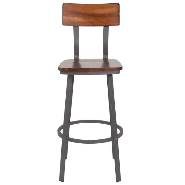 Flint Walnut/Gray Metal Barstool