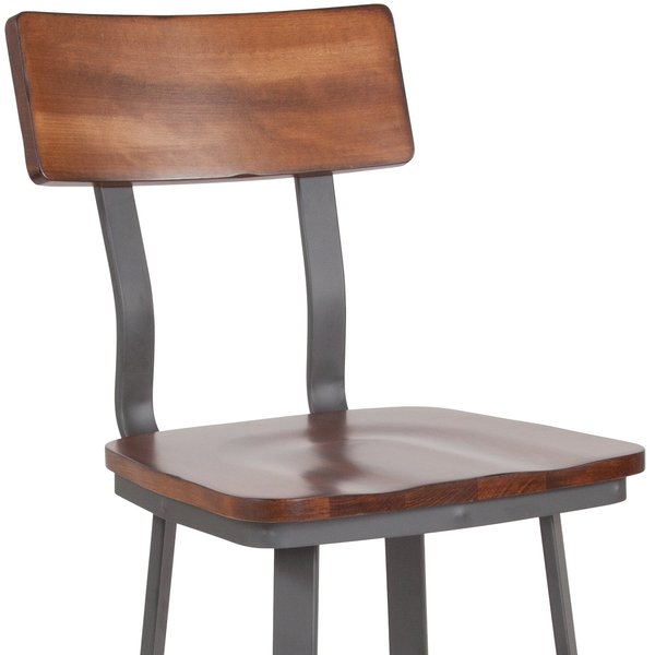 Flint Walnut/Gray Metal Barstool