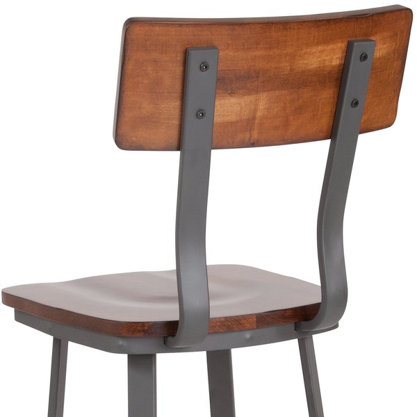 Flint Walnut/Gray Metal Barstool