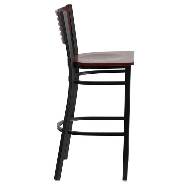 Slat Stool, Blk/Mahogny, Mahogny Wood Sea