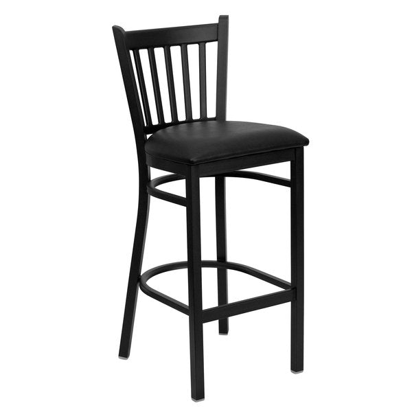 Restaurant Stool, Vertical Back, Blk Seat