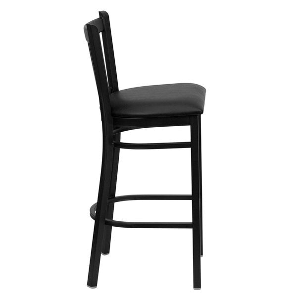 Restaurant Stool, Vertical Back, Blk Seat