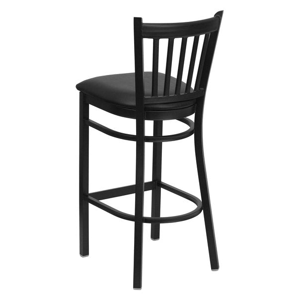 Restaurant Stool, Vertical Back, Blk Seat