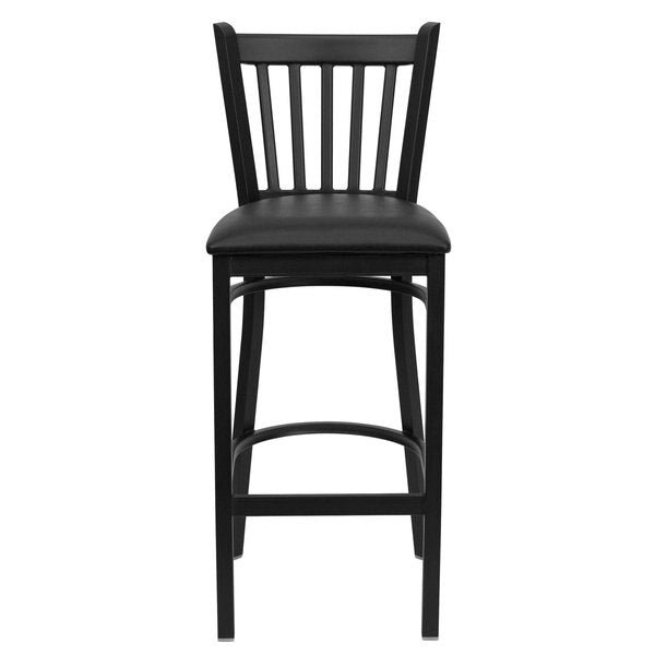 Restaurant Stool, Vertical Back, Blk Seat