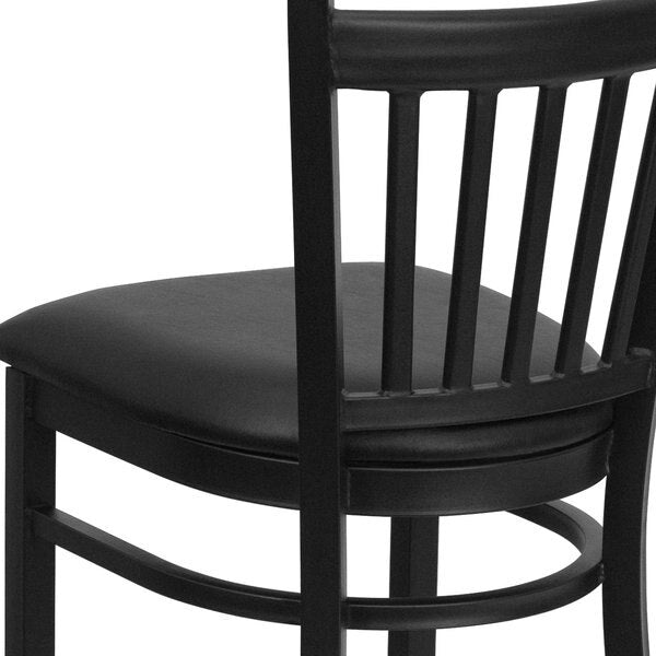 Restaurant Stool, Vertical Back, Blk Seat