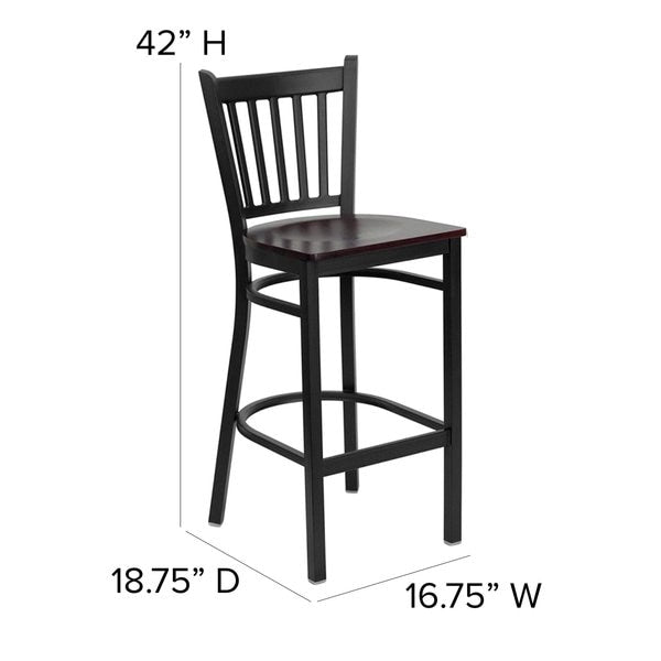 Restaurant Stool, Vertical Back, Mah Seat