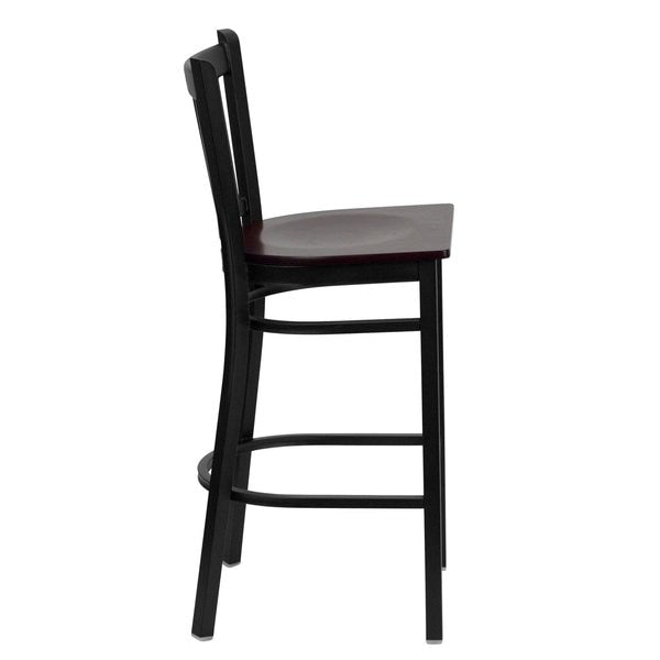 Restaurant Stool, Vertical Back, Mah Seat