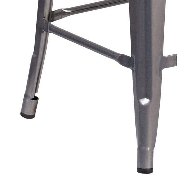Clear Backless Metal Stool, 24