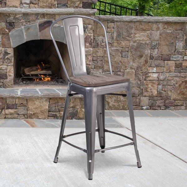 Metal Counter Stool, Clear, 24