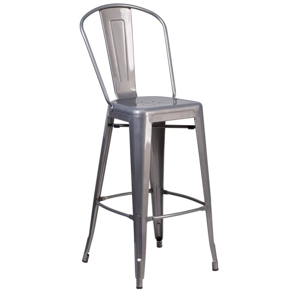 Metal Indoor Stool, Backless, Clear, 30