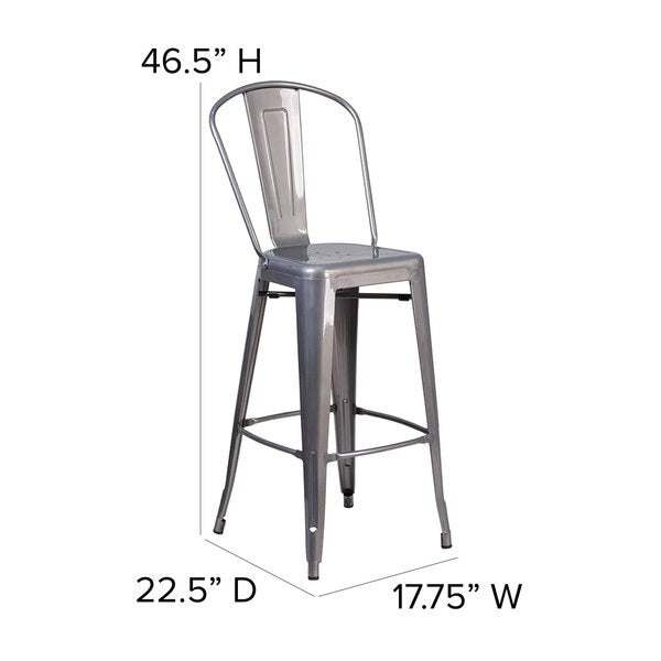 Metal Indoor Stool, Backless, Clear, 30