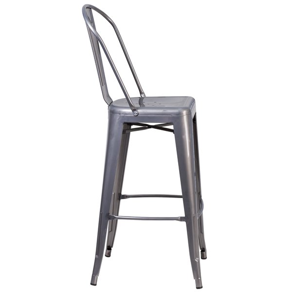 Metal Indoor Stool, Backless, Clear, 30