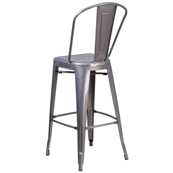 Metal Indoor Stool, Backless, Clear, 30