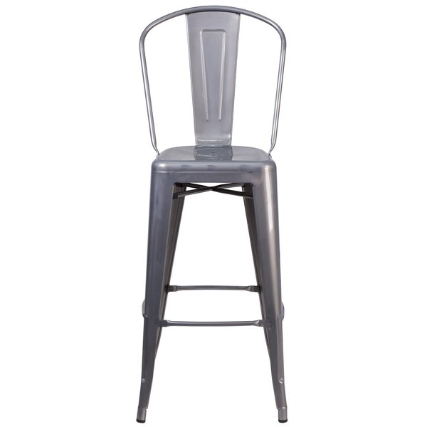 Metal Indoor Stool, Backless, Clear, 30
