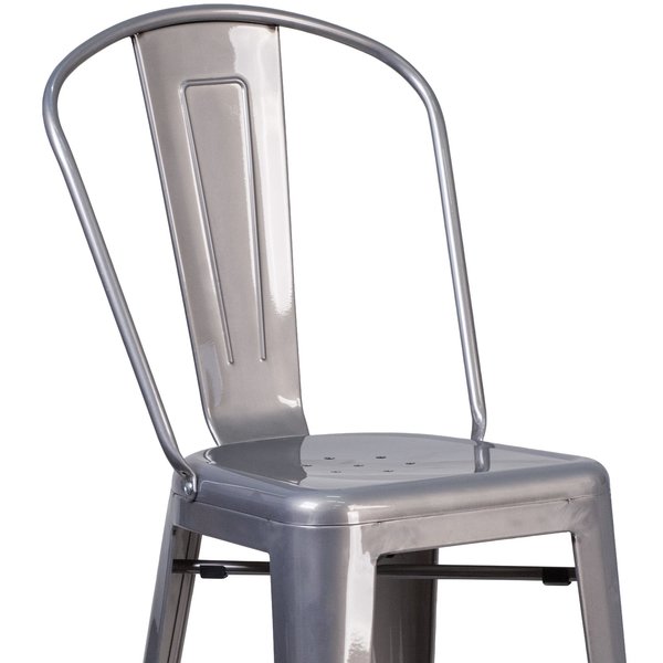 Metal Indoor Stool, Backless, Clear, 30