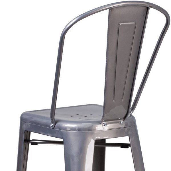 Metal Indoor Stool, Backless, Clear, 30