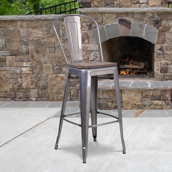 Metal Counter Stool, Clear, 30