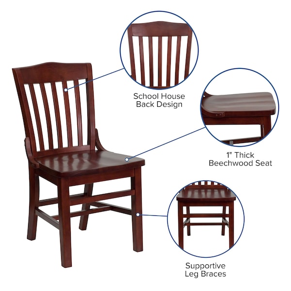 Dining Chair, School House Back, Mah Wood