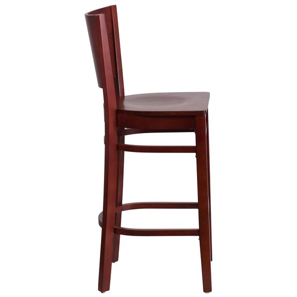 Barstool, Solid Back, Mahogany Wood