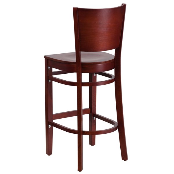 Barstool, Solid Back, Mahogany Wood