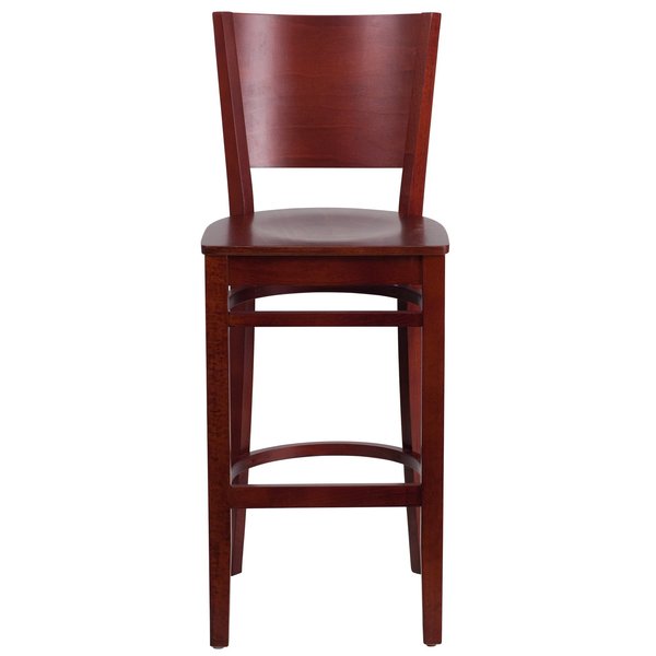 Barstool, Solid Back, Mahogany Wood