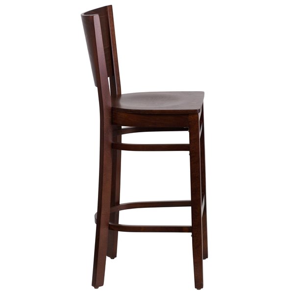 Wood Barstool, Walnut, Solid Back