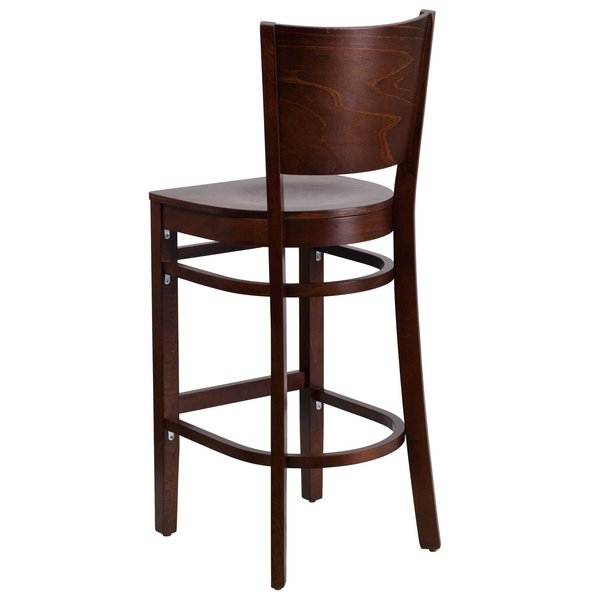 Wood Barstool, Walnut, Solid Back