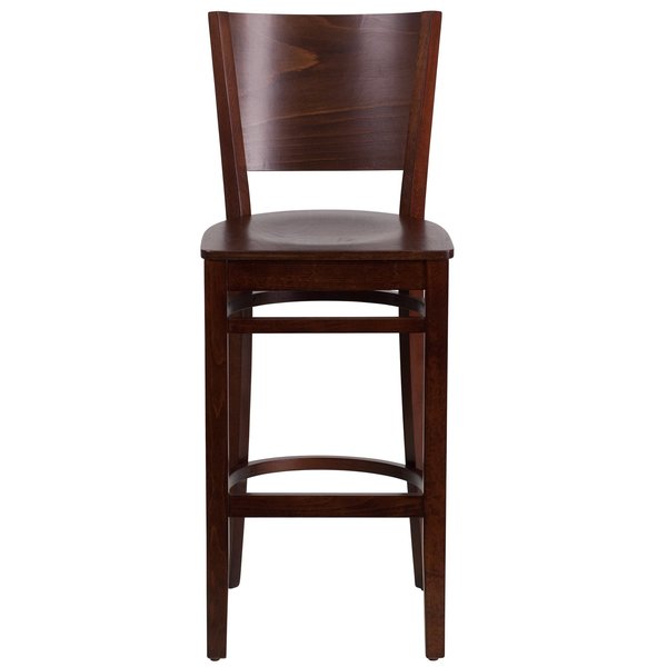 Wood Barstool, Walnut, Solid Back