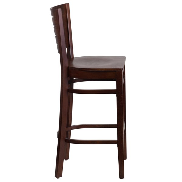 Wood Barstool, Walnut, Slat Back