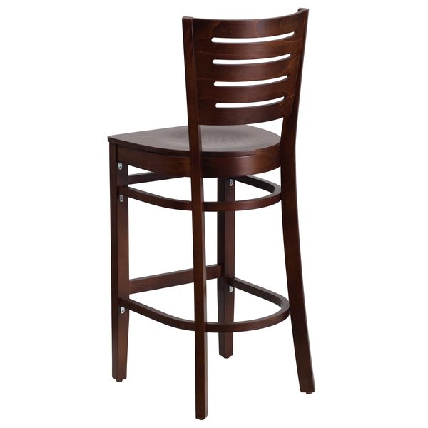 Wood Barstool, Walnut, Slat Back