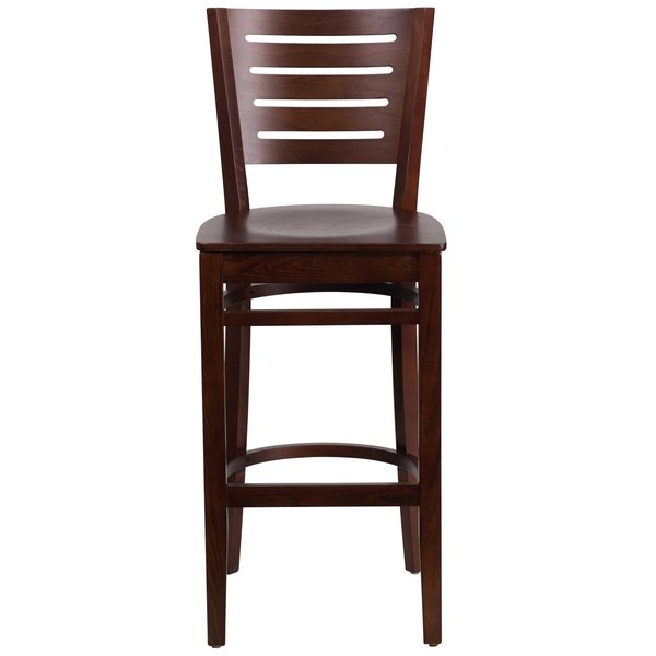 Wood Barstool, Walnut, Slat Back