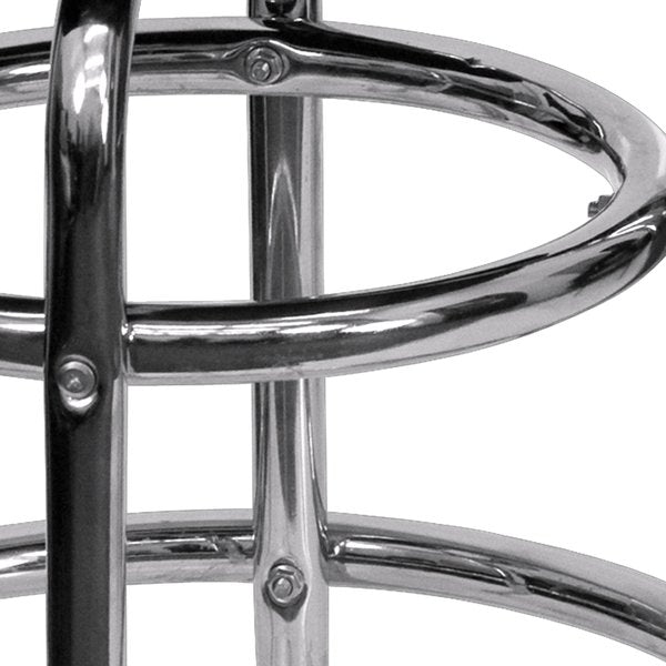 Double Ring Chrome Stool, Red Seat