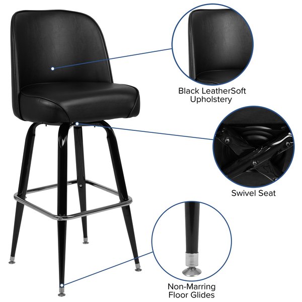 Metal Barstool w/Swivel Bucket Seat