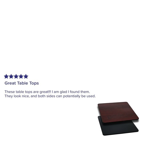 Square Square Table Top, Black or Mahogany Rever, 24