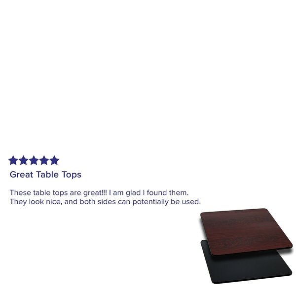 Square Table Top with Black or Mahogany