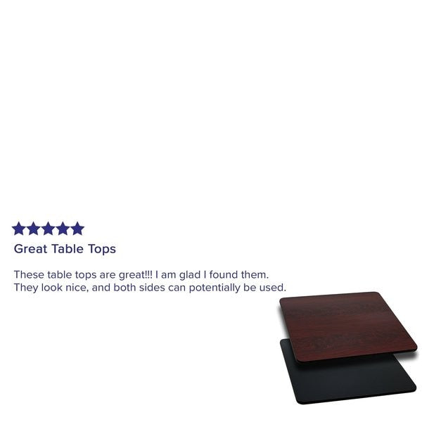 Square Table Top with Black or Mahogany