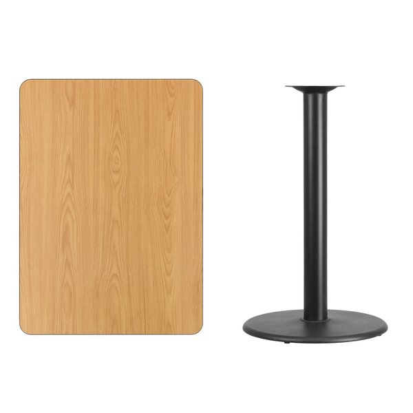 Rectangle Ntural Lam Table, Rect w/Rnd Base, 30