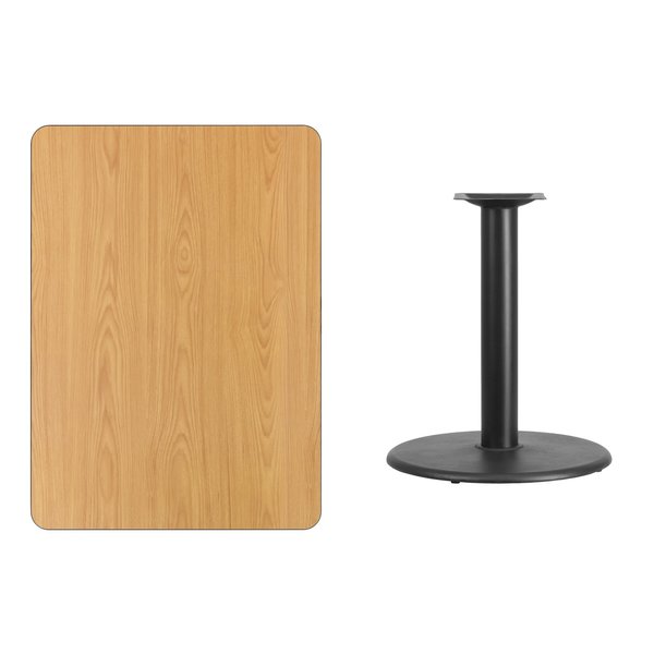 Rectangle Ntural Lam Table, Rect w/Rnd Base, 30