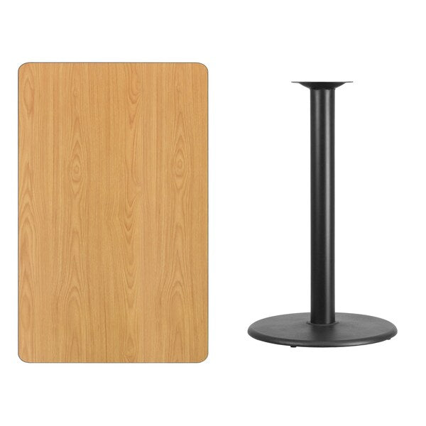 Rectangle Ntural Lam Table, Rect w/Rnd Base, 30