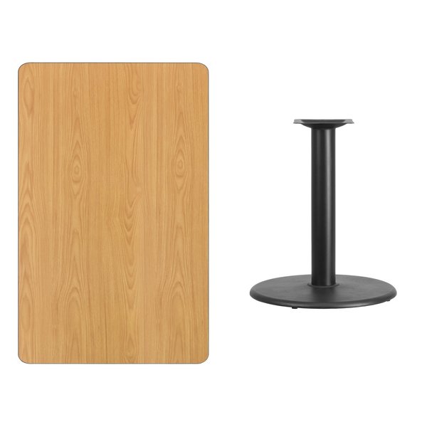 Rectangle Ntural Lam Table, Rect w/Rnd Base, 30