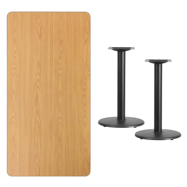 Rectangle Natr Lam Table, Rctngl w/Rnd Base, 30