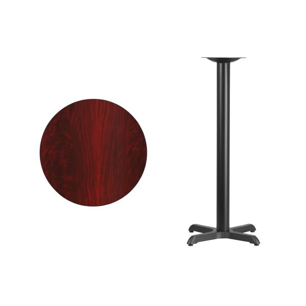 Round Mahogany Laminate Table w/Rnd Base, 24