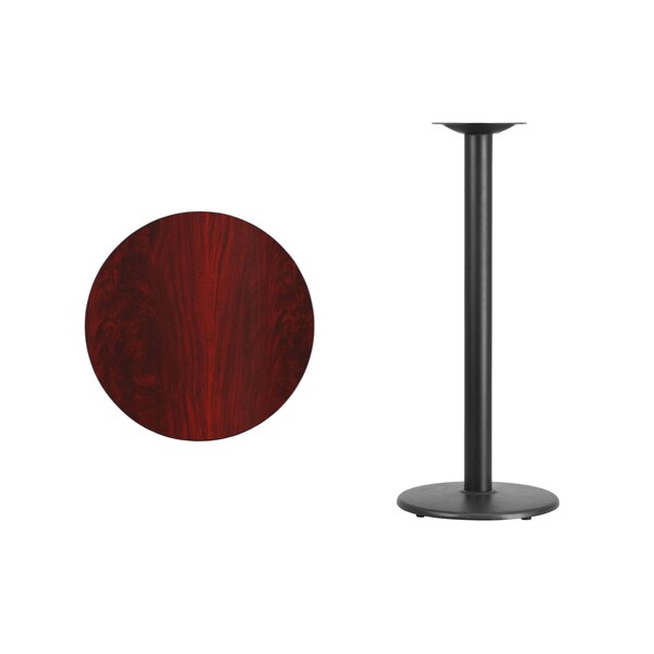 Round Mahogany Laminate Table w/Rnd Base, 24